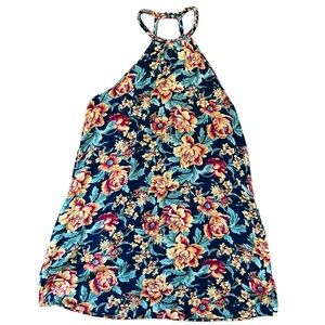 American Eagle Floral Mini Dress in Boho Tropical Print Size Medium Low Back